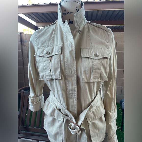Denim & Supply R Lauren Safari Style Cotton Neutral Short Trench Jacket S/P S P - Picture 9 of 16